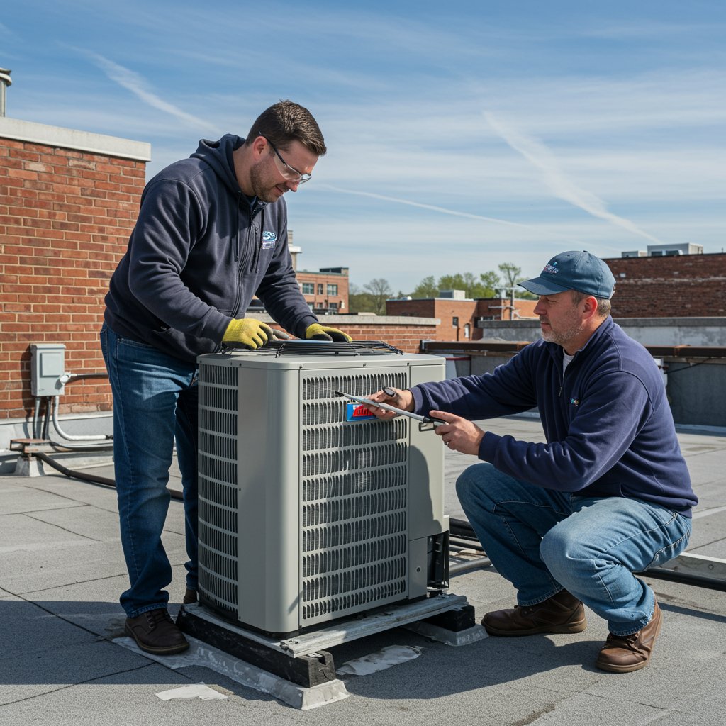 AC installation in Camden, NJ by Burton Heating & Cooling technicians