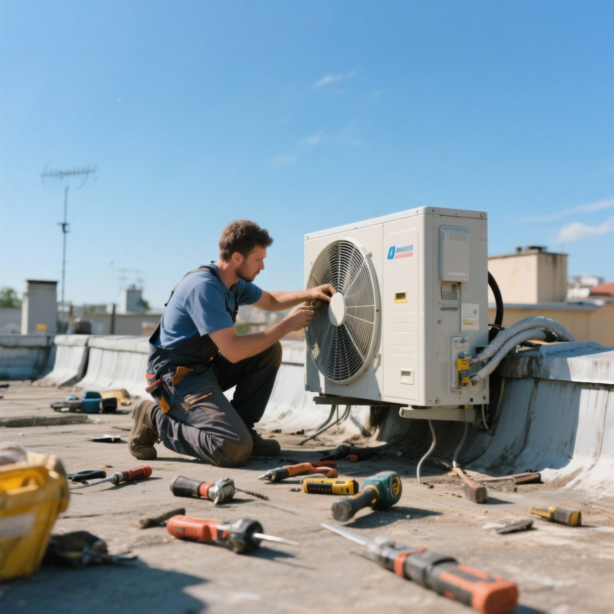 Technicians performing emergency AC repair in Camden, NJ after hours