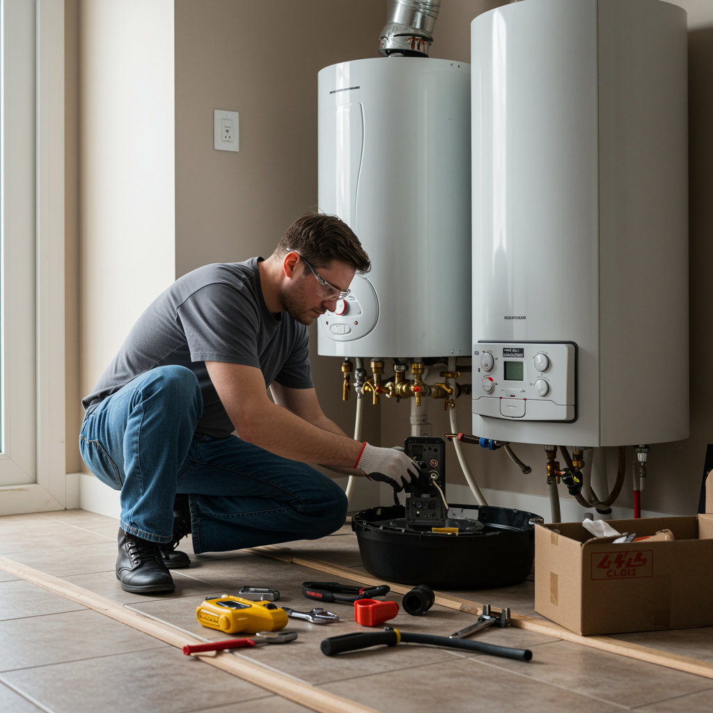 Boiler repair in Camden, NJ—technician servicing a hydronic boiler