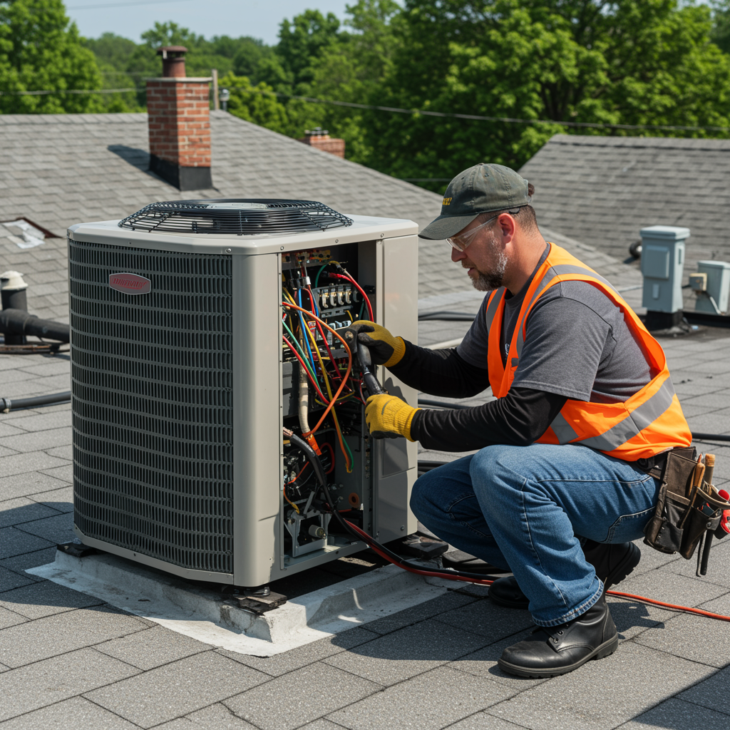 Furnace repair in Camden, NJ—technician testing a gas furnace