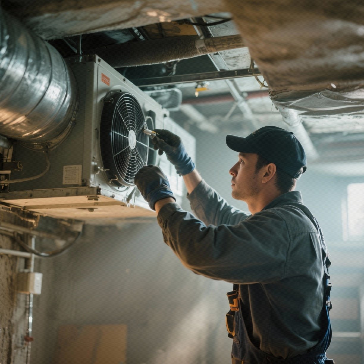 Technician performing furnace repair in Camden, NJ