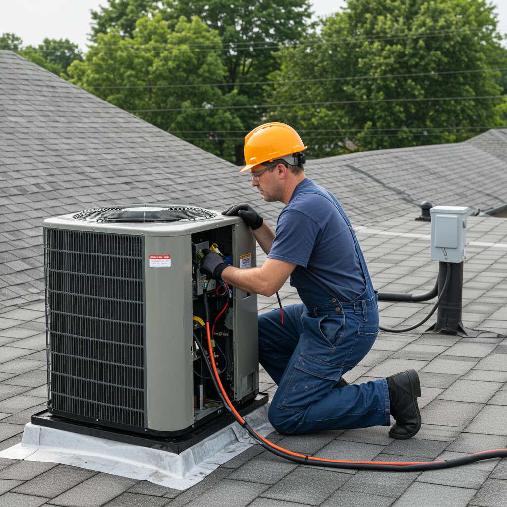 Technician measuring static pressure during HVAC repair in Camden NJ